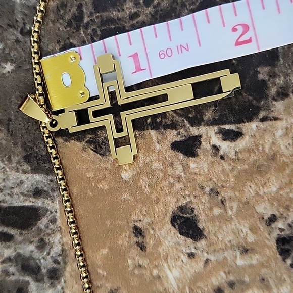 Stainless SteelGold Cross Necklace 23 Inch Chain